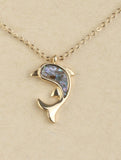 Minimalist Abalone Dolphin Delicate Necklace - Gold Tone