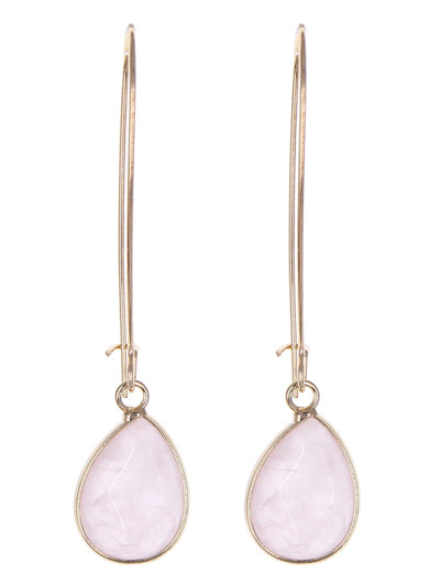 Minimalist Gemstone Fashion Drop Dangle Earrings - Pink