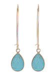 Minimalist Turquoise Teardrop Semi Precious Gemstone Earrings