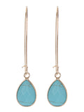 Minimalist Turquoise Teardrop Semi Precious Gemstone Earrings
