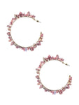 Natural Chip Bead Hoop Earrings - Purple