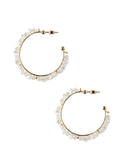 Natural Chip Bead Hoop Earrings - White