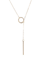 Open Circle Bar Gold Tone Lariat Necklace 