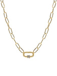 Oval Link Lock Collar Necklace - Gold Tone