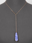 Purple Semi Precious Y Bar Drop Necklace