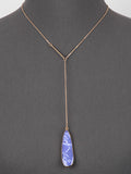 Purple Semi Precious Y Bar Drop Necklace 