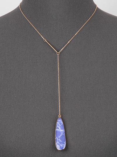 Purple Semi Precious Y Bar Drop Necklace