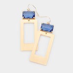 Rectangle Stone Link Drop Earrings