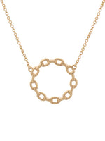 Round Link Pendant Necklace - Matte Gold Tone
