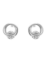 Round Floating CZ Stud Gold or Silver Tone Earrings
