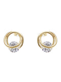 Round Floating CZ Stud Gold or Silver Tone Earrings