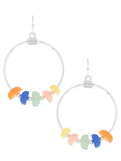 Sea Glass Wire Hoop Fashion Drop Dangle Earrings - Multi Color 