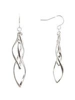 Silver Tone Double Twisted Dangle Drop Earrings