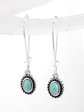 Silver Tone Wire Drop Dangle Bead Women Fashion Jewelry Earrings