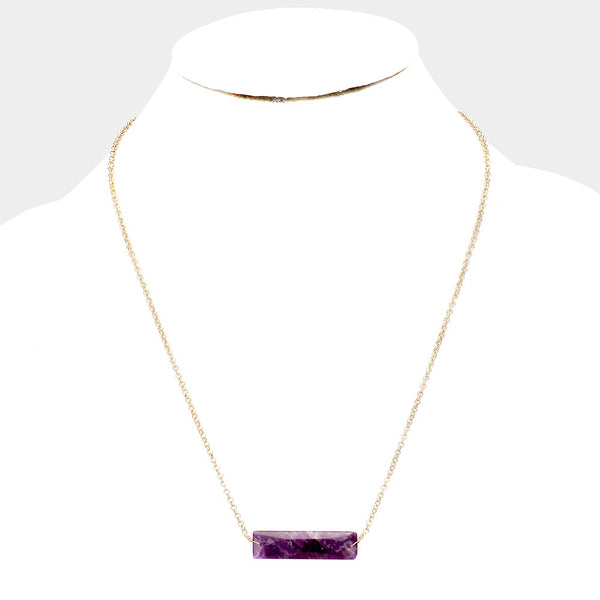 Semi precious hotsell stone bar necklace