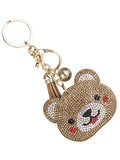 Teddy Bear Rhinestone Key Chain Handbag Charm Accessory