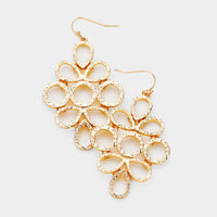 Textured Cluster Dangle Gold Tone Costume Fashion Earrings