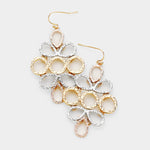 Textured Cluster Dangle Drop Multi Tone Earrings 