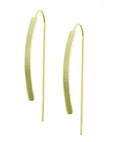 Textured Gold Tone Threader Drop Dangle Pierced Long Hook Metal Earrings