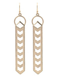 Vertical Bar Drop Cut Out Earrings - Worn Gold Tone