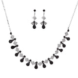 Vintage Black and Clear Rhinestone Statement Necklace Set