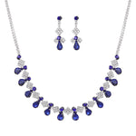 Vintage Blue and Clear Rhinestone Statement Necklace Set