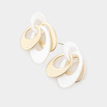 Women's Oval Link Drop Earrings - White