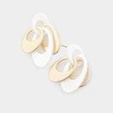 Women's Oval Link Drop Earrings - White